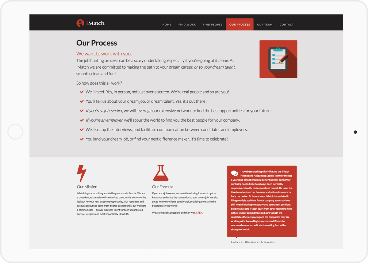 Our process webpage